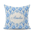 Custom Name Watercolor Blue Artistic Seamless Pattern Name Cute Square Filled Cushion Throw Pillow Sofa Bed Home Decor Zip Washable UK Made