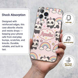 Cute Panda Unicorn Cartoon Animal Printed Design Custom Name Protective Phone Case Mobile Cover Durable Everyday Smartphone Shock Resistant