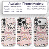 Cute Panda Unicorn Cartoon Animal Printed Design Custom Name Protective Phone Case Mobile Cover Durable Everyday Smartphone Shock Resistant