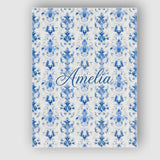 Personalised Name Elegant Blue Damask Custom Modern Room Accent Creative Decorator Style Canvas Wall Art Print Decor Picture Ready to Hang