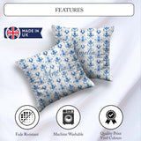 Custom Name Elegant Blue Damask Symmetrical Floral Seamless Name Square Filled Cushion Throw Pillow Sofa Bed Home Decor Zip Washable UK Made