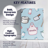 Personalised Name Cute Utensils Apron Custom Modern Room Accent Creative Decorator Style Canvas Wall Art Print Decor Picture Ready to Hang