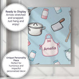 Personalised Name Cute Utensils Apron Custom Modern Room Accent Creative Decorator Style Canvas Wall Art Print Decor Picture Ready to Hang