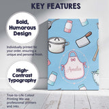 Personalised Name Cute Utensils Apron Custom Modern Room Accent Creative Decorator Style Canvas Wall Art Print Decor Picture Ready to Hang