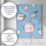 Personalised Name Cute Utensils Apron Custom Modern Room Accent Creative Decorator Style Canvas Wall Art Print Decor Picture Ready to Hang