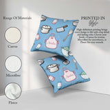 Custom Name Cute Utensils Apron Cooking Theme Blue Seamless Name Square Filled Cushion Throw Pillow Sofa Bed Home Decor Zip Washable UK Made