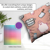 Custom Name Utensils Apron Cooking Theme Peach Seamless Pattern Square Filled Cushion Throw Pillow Sofa Bed Home Decor Zip Washable UK Made