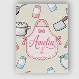 Personalised Name Cute Utensils Apron Custom Modern Room Accent Creative Decorator Style Canvas Wall Art Print Decor Picture Ready to Hang