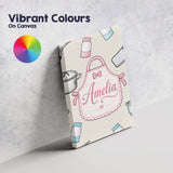 Personalised Name Cute Utensils Apron Custom Modern Room Accent Creative Decorator Style Canvas Wall Art Print Decor Picture Ready to Hang