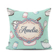 Custom Name Utensils Apron Cooking Teal Seamless Pattern Name Square Filled Cushion Throw Pillow Sofa Bed Home Decor Zip Washable UK Made