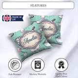 Custom Name Utensils Apron Cooking Teal Seamless Pattern Name Square Filled Cushion Throw Pillow Sofa Bed Home Decor Zip Washable UK Made