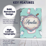 Personalised Name Cute Utensils Apron Custom Modern Room Accent Creative Decorator Style Canvas Wall Art Print Decor Picture Ready to Hang