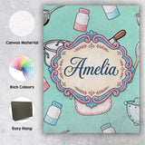 Personalised Name Cute Utensils Apron Custom Modern Room Accent Creative Decorator Style Canvas Wall Art Print Decor Picture Ready to Hang