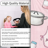Cute  Utensils Apron Cooking Pink Seamless Pattern Name  Personalised Custom Name Super Soft Fleece Blanket Bed Sofa Throw