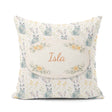 Custom Name Blue Cute Bunny Botanical Seamless Pattern Gift Idea Square Filled Cushion Throw Pillow Sofa Bed Home Decor Zip Washable UK Made