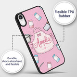 Cute Utensils Apron Cooking Soft Pink Seamless Custom Name Protective Phone Case Mobile Cover Durable Everyday Smartphone Shock Resistant