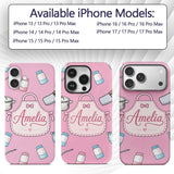 Cute Utensils Apron Cooking Soft Pink Seamless Custom Name Protective Phone Case Mobile Cover Durable Everyday Smartphone Shock Resistant