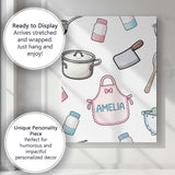 Personalised Name Cute Utensils Apron Custom Modern Room Accent Creative Decorator Style Canvas Wall Art Print Decor Picture Ready to Hang