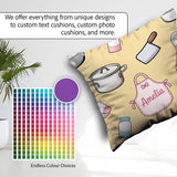 Custom Name Utensils Apron Cooking Yellow Seamless Pattern Name Square Filled Cushion Throw Pillow Sofa Bed Home Decor Zip Washable UK Made
