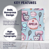 Personalised Name Cute Kawaii Baking Cake Custom  Unique Gift Idea Elegant Feature Canvas Wall Art Print Decor Picture Ready to Hang