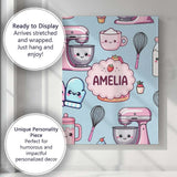 Personalised Name Cute Kawaii Baking Cake Custom  Unique Gift Idea Elegant Feature Canvas Wall Art Print Decor Picture Ready to Hang