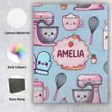 Personalised Name Cute Kawaii Baking Cake Custom  Unique Gift Idea Elegant Feature Canvas Wall Art Print Decor Picture Ready to Hang