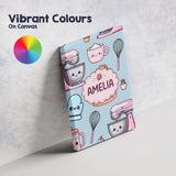 Personalised Name Cute Kawaii Baking Cake Custom  Unique Gift Idea Elegant Feature Canvas Wall Art Print Decor Picture Ready to Hang