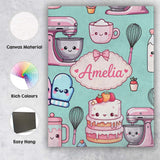 Personalised Name Cute Kawaii Baking Cake Custom  Unique Gift Idea Elegant Feature Canvas Wall Art Print Decor Picture Ready to Hang