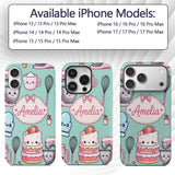 Cute Kawaii Baking Cake Mixer Mint Printed Design Custom Name Protective Phone Case Mobile Cover Durable Everyday Smartphone Shock Resistant