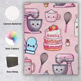 Personalised Name Cute Kawaii Baking Cake Custom  Unique Gift Idea Elegant Feature Canvas Wall Art Print Decor Picture Ready to Hang