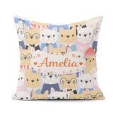 Custom Name French Bulldog Dogs Fashion Outfit Seamless Pattern Square Filled Cushion Throw Pillow Sofa Bed Home Decor Zip Washable UK Made