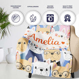Stylish French Bulldog Dogs Fashion Outfit Seamless Pattern Lovely  Personalised Custom Name Super Soft Fleece Blanket Bed Sofa Throw
