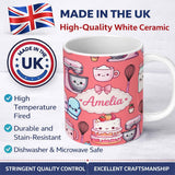 Personalized Custom Name Cute Kawaii Baking Cake Mixer Coral Seamless Pattern Name Unique 11oz Ceramic Coffee Tea Mug White Large Handle