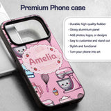Cute Kawaii Baking Cake Mixer Pink Printed Design Custom Name Protective Phone Case Mobile Cover Durable Everyday Smartphone Shock Resistant
