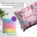 Custom Name Kawaii Baking Cake Mixer Pink Seamless Pattern Name Square Filled Cushion Throw Pillow Sofa Bed Home Decor Zip Washable UK Made