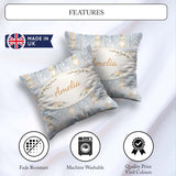 Custom Name Pastel Neutral Bunny Woodland Seamless Pattern for Square Filled Cushion Throw Pillow Sofa Bed Home Decor Zip Washable UK Made