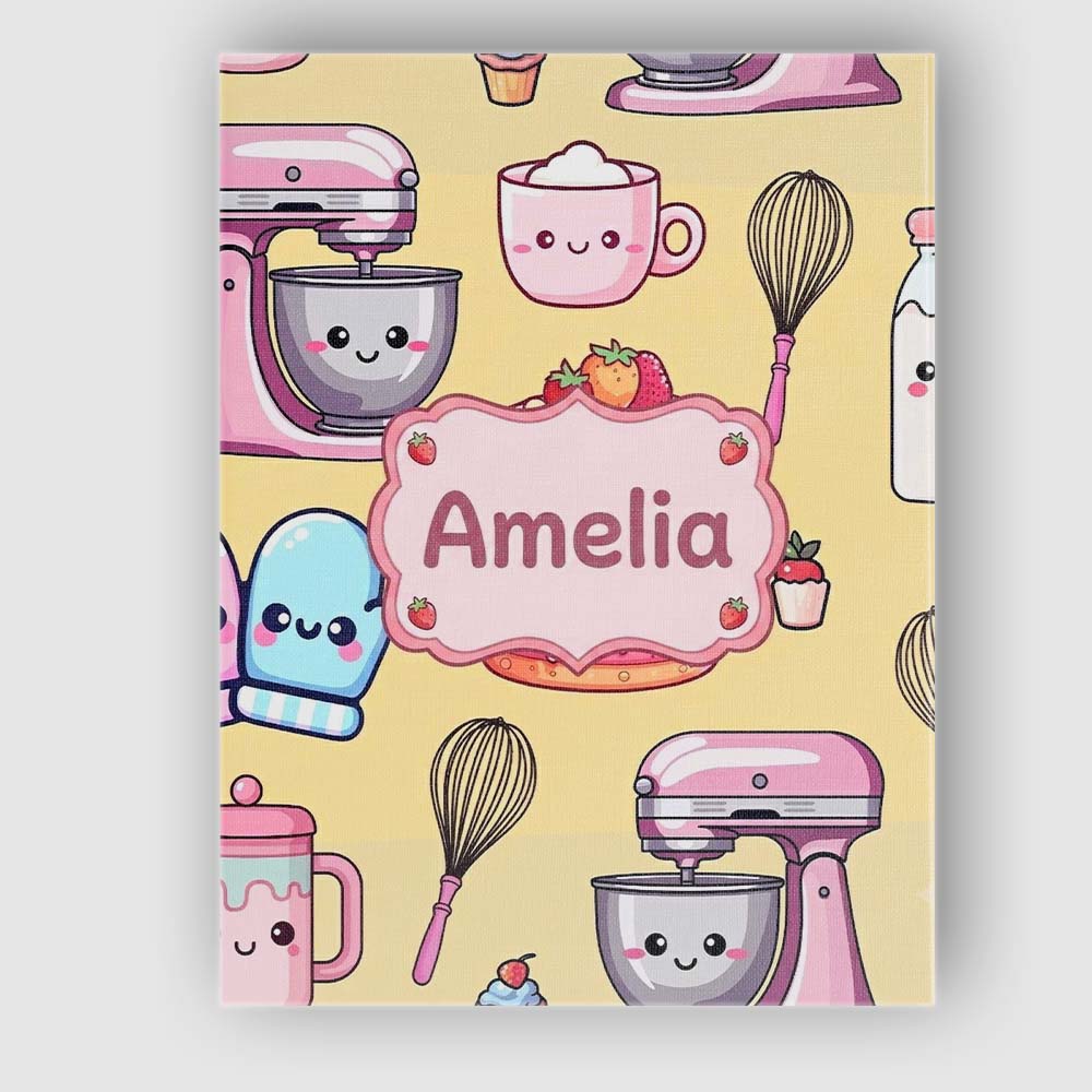 Personalised Name Cute Kawaii Baking Cake Custom  Unique Gift Idea Elegant Feature Canvas Wall Art Print Decor Picture Ready to Hang