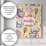 Personalised Name Cute Kawaii Baking Cake Custom  Unique Gift Idea Elegant Feature Canvas Wall Art Print Decor Picture Ready to Hang