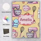 Personalised Name Cute Kawaii Baking Cake Custom  Unique Gift Idea Elegant Feature Canvas Wall Art Print Decor Picture Ready to Hang