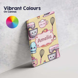 Personalised Name Cute Kawaii Baking Cake Custom  Unique Gift Idea Elegant Feature Canvas Wall Art Print Decor Picture Ready to Hang