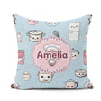 Custom Name Cute Kawaii Chef Girl Utensils Seamless Pattern Name Square Filled Cushion Throw Pillow Sofa Bed Home Decor Zip Washable UK Made