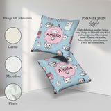 Custom Name Cute Kawaii Chef Girl Utensils Seamless Pattern Name Square Filled Cushion Throw Pillow Sofa Bed Home Decor Zip Washable UK Made