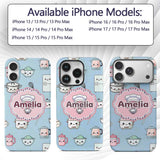 Cute Kawaii Chef Girl Utensils Seamless Pattern Custom Name Protective Phone Case Mobile Cover Durable Everyday Smartphone Shock Resistant