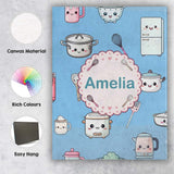 Personalised Name Cute Kawaii Chef Girl Custom  Modern Room Accent Elegant Feature Canvas Wall Art Print Decor Picture Ready to Hang