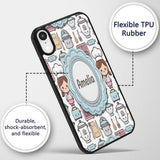 Cute Kawaii Chef Girl Beige Utensils Seamless Custom Name Protective Phone Case Mobile Cover Durable Everyday Smartphone Shock Resistant