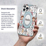 Cute Kawaii Chef Girl Beige Utensils Seamless Custom Name Protective Phone Case Mobile Cover Durable Everyday Smartphone Shock Resistant