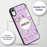 Cute Kawaii Chef Girl Purple Utensils Seamless Custom Name Protective Phone Case Mobile Cover Durable Everyday Smartphone Shock Resistant