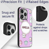 Cute Kawaii Chef Girl Purple Utensils Seamless Custom Name Protective Phone Case Mobile Cover Durable Everyday Smartphone Shock Resistant