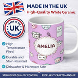 Personalized Custom Name Cute Kawaii Chef Girl Purple Kitchen Utensils Seamless Pattern 11oz Ceramic Coffee Tea Mug White Large Handle