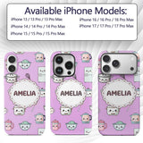 Cute Kawaii Chef Girl Purple Utensils Seamless Custom Name Protective Phone Case Mobile Cover Durable Everyday Smartphone Shock Resistant